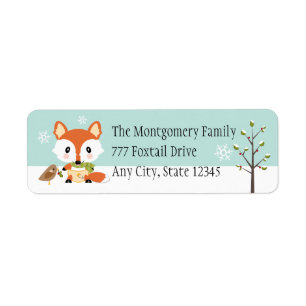 WINTER BABY FOX I DIAPEN RETURADRESS ETIKETT