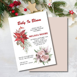 Winter baby in bloom rosa blommigt red poinsettia inbjudningar