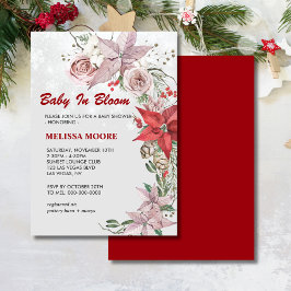 Winter baby in bloom rosa blommigt red poinsettia inbjudningar