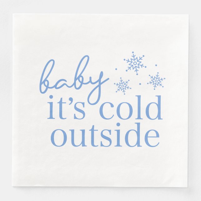 Winter Baby Shower Blue Baby It's Cold Outside Pappersservett (Framsida)