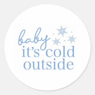 Winter Baby Shower Blue Baby It's Cold Outside Runt Klistermärke