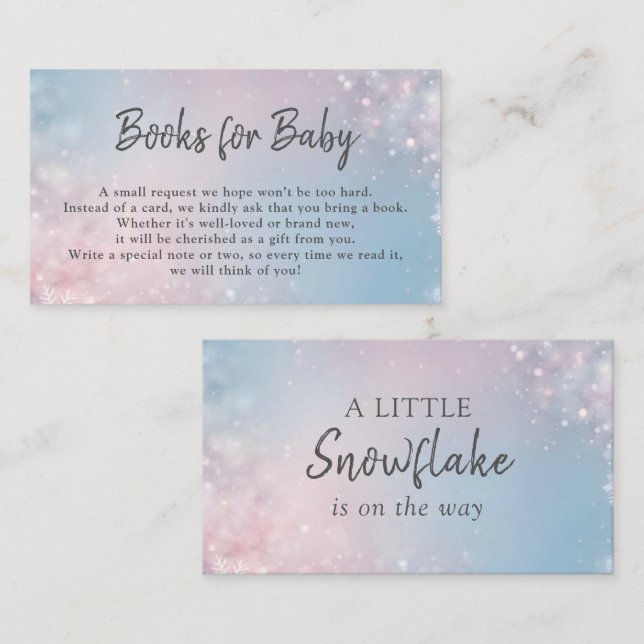 Winter Baby Shower Books for Baby Tilläggskort (Fram/baksida)