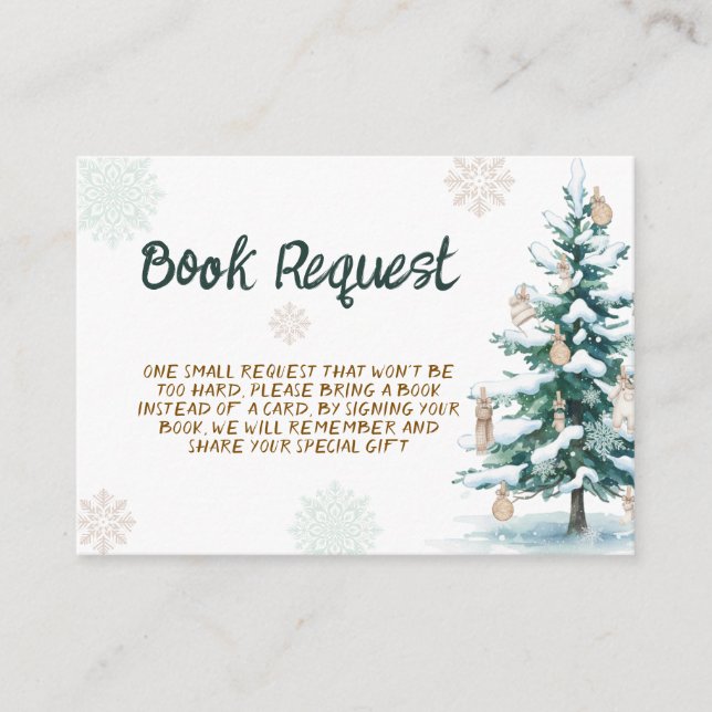 Winter Baby Shower Books for Baby Tilläggskort (Framsida)