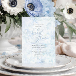 Winter Baby Shower Boy Blue Snowflake Inbjudningar