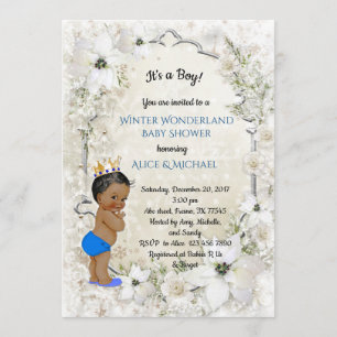 Winter Baby Shower Boy, vit,Winter Wonderland Inbjudningar
