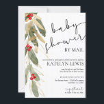 Winter Baby Shower by Mail Call Guld Holly Inbjudningar<br><div class="desc">Gorglig grey med faux guld accents och holly.</div>