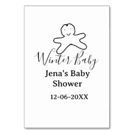 Winter baby shower cookie black scribble hand-draw bordsnummer