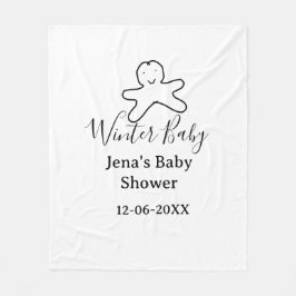 Winter baby shower cookie black scribble hand-draw fleecefilt