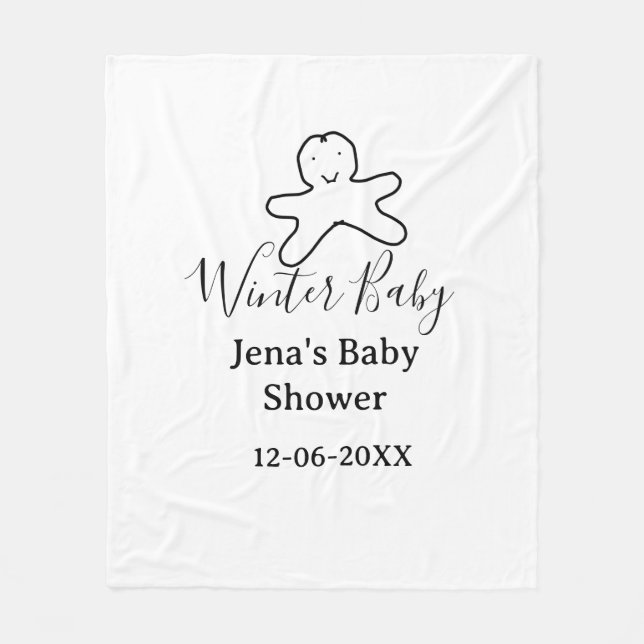 Winter baby shower cookie black scribble hand-draw fleecefilt (Framsidan)