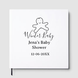 Winter baby shower cookie black scribble hand-draw gästböcker