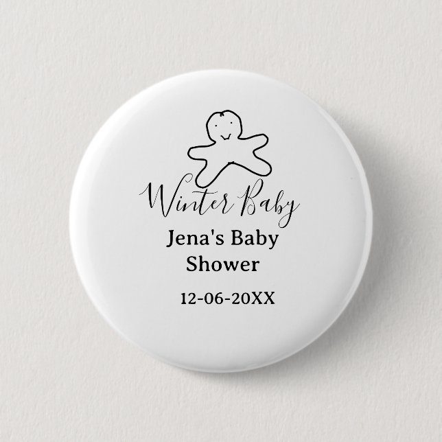 Winter baby shower cookie black scribble hand-draw knapp (Framsida)