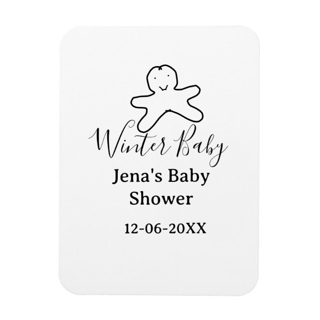 Winter baby shower cookie black scribble hand-draw magnet (Vertikal)