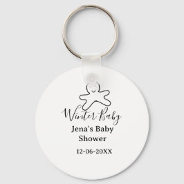 Winter baby shower cookie black scribble hand-draw nyckelring
