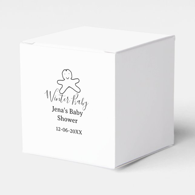 Winter baby shower cookie black scribble hand-draw presentaskar (Framsidan Sidan)