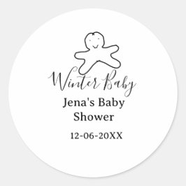 Winter baby shower cookie black scribble hand-draw runt klistermärke