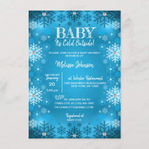 WINTER Baby Shower Det är Kall utanför Snöflingor Inbjudningar