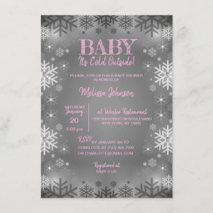 WINTER Baby Shower Det är Kall utanför Snöflingor Inbjudningar