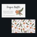 Winter Baby Shower Diaper Raffle Biljett Tilläggskort<br><div class="desc">Rustik jul-tema babyduschdagstidning raffle biljett med vattenfärgade illustrationer av botaniska vinter,  inklusive mistletoe,  gräs träd gren,  bär,  orange osv. Kortet kan skickas tillsammans med ett inbjudningskort och det ber gästerna att ta med sig en blöjförpackning för att få en chans att vinna ett pris. Genusneutral utformning.</div>