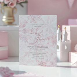 Winter Baby Shower Girl Rosa Snowflake Inbjudningar