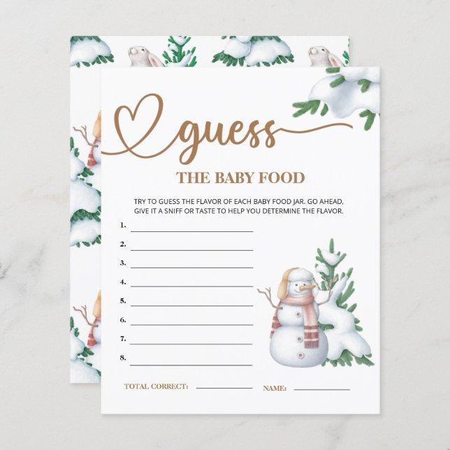 Winter Baby Shower gissar Baby matläger (Fram/baksida)