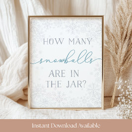 Winter Baby Shower Guessing Game Sign Poster