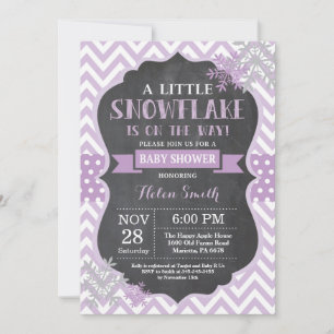 Winter Baby Shower Lila Snowflake Chalkboard Inbjudningar