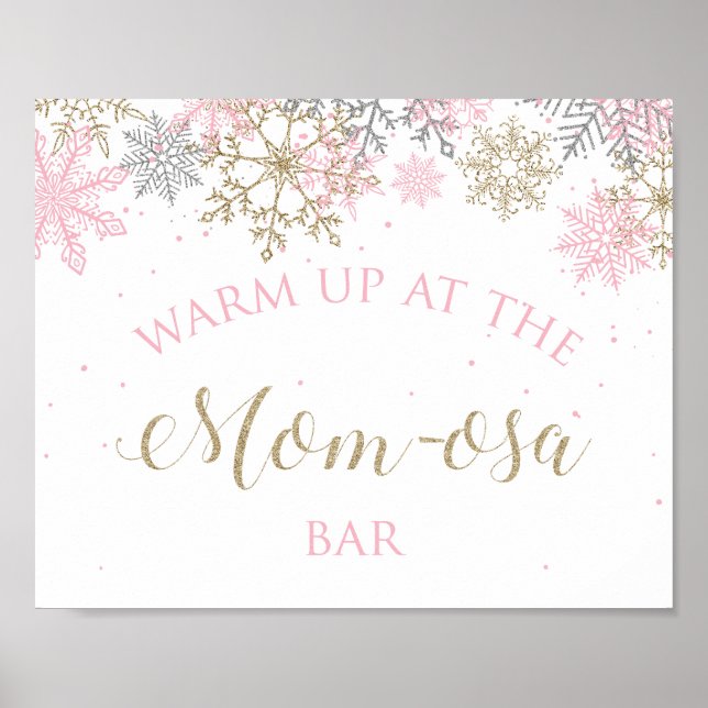 Winter Baby Shower Mamma-Osa-tecken Poster (Framsidan)