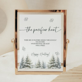 Winter Baby Shower Nappar Hunt Game Sign Poster