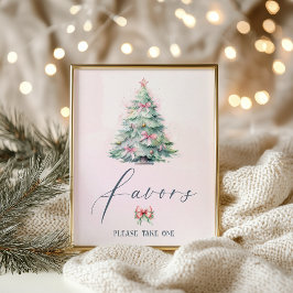 Winter baby shower pink Favors please take one Poster