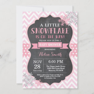 Winter Baby Shower Rosa Snowflake Chalkboard Inbjudningar