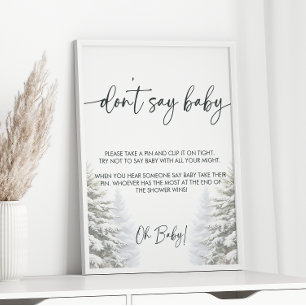 Winter Baby Shower Säg inte Baby-spelsignatur Poster
