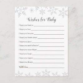Winter Baby Shower well Önskemål Silver Snöflingor Vykort