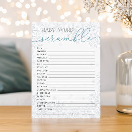 Winter Baby Shower Word Scramble Game Card Rådkort