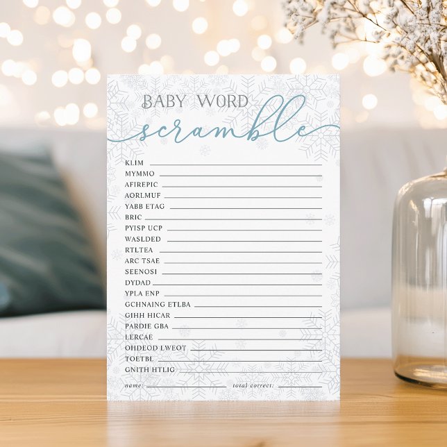Winter Baby Shower Word Scramble Game Card Rådkort (Skapare uppladdad)