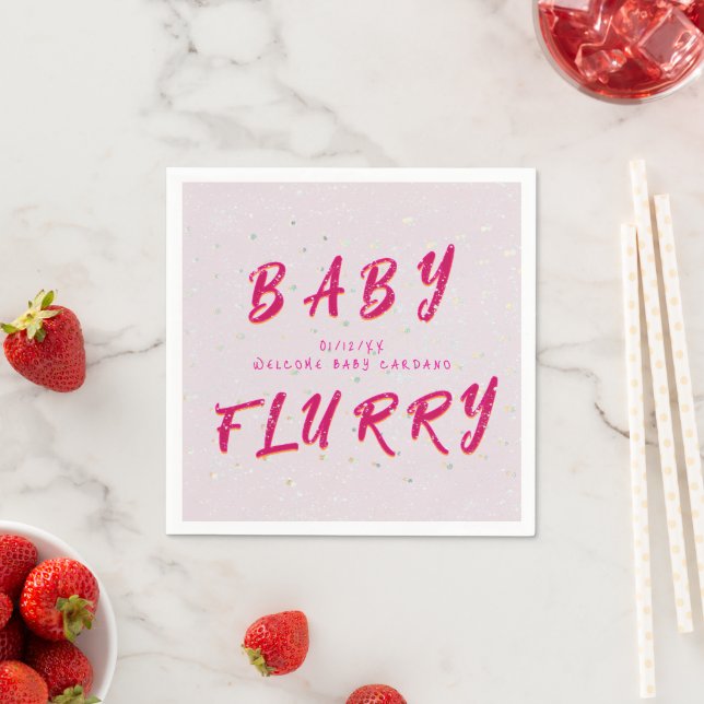 Winter Baby Sprinkle | Rosa Snö-blomma Pappersservett (Insitu)