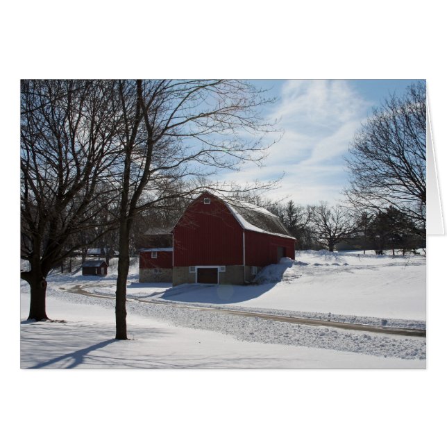 Winter Barn Card Hälsningskort (Framsidan Horizontal)