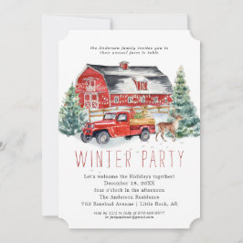 Winter Barn jul Helgdag Middagen Party Inbjudningar