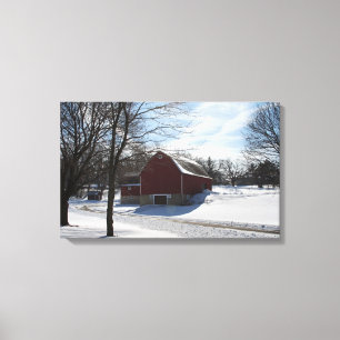Winter Barn Wrapped Canvas