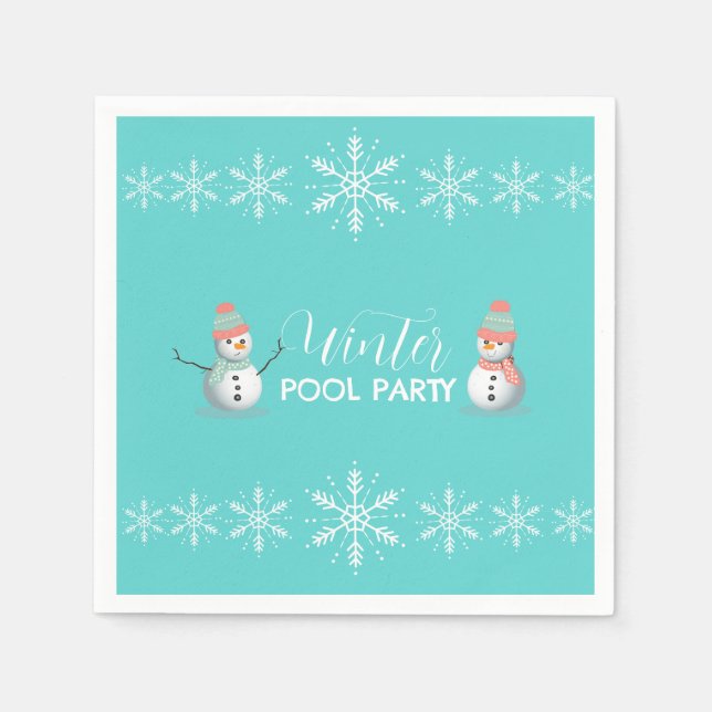 Winter Bassäng Födelsedagsfest Pappersservett (Framsidan)