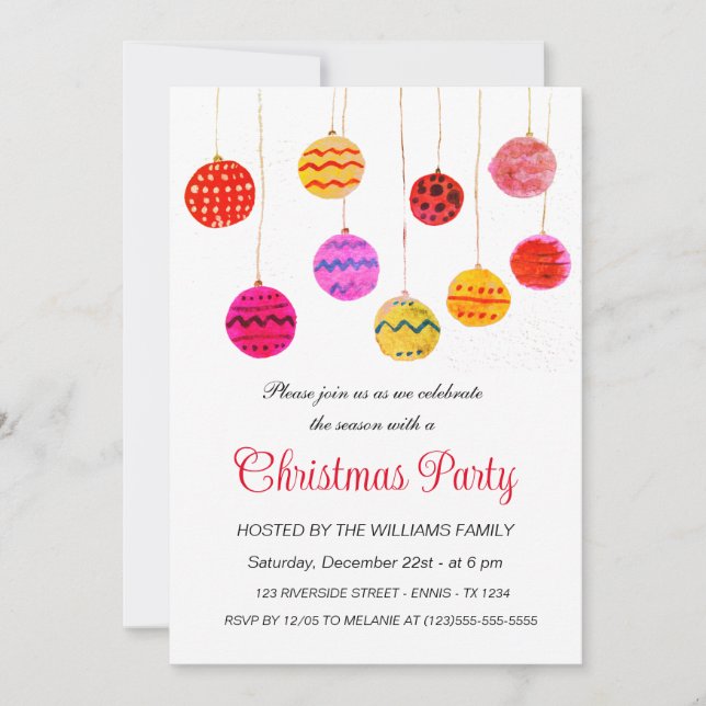 Winter Bauble Ornament jul Party Watercolor Julkort (Framsida)