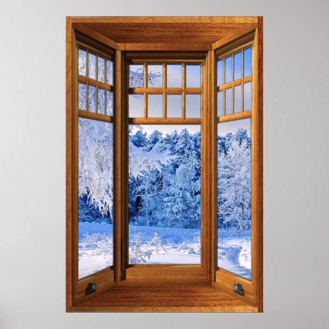Winter Bay Window Illusion - Winter Snö Poster (Framsidan)