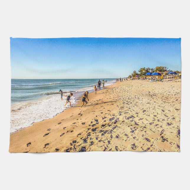 Winter Beach Scene Kökshandduk (Horisontell)