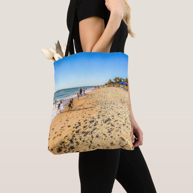 Winter Beach Scene Tote Tygkasse (Närbild)