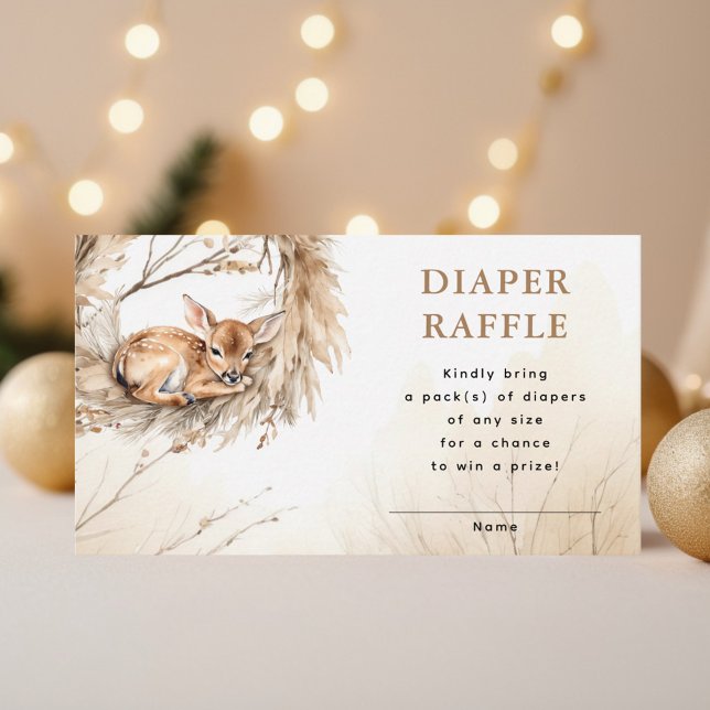 Winter Beige Baby Hjort Diaper Raffle Baby Shower Tilläggskort (Skapare uppladdad)