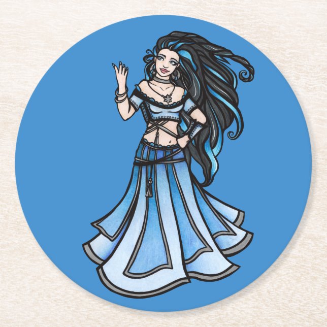 Winter Belly Dancer Goddess Underlägg Papper Rund (Framsidan)