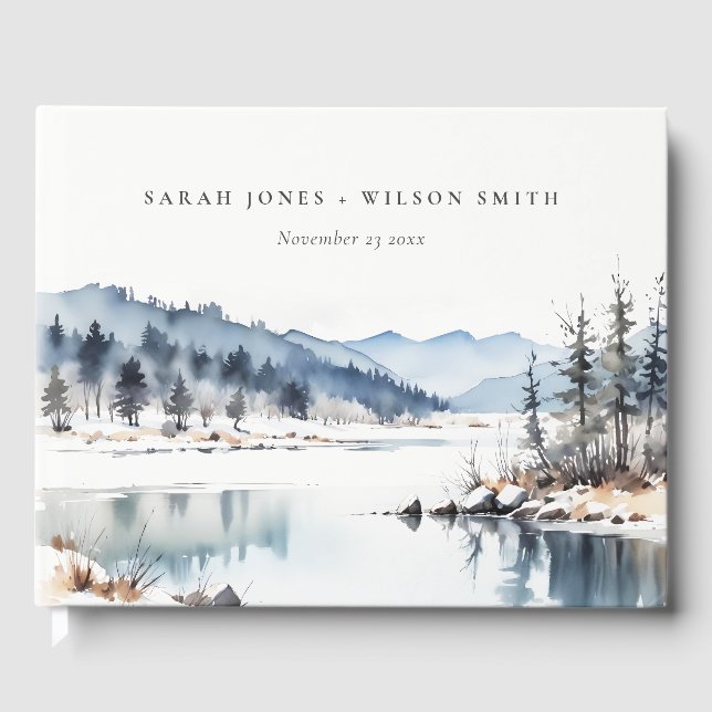 Winter-berget Snö Sjö landskapet Bröllop Gästböcker (Framsida)