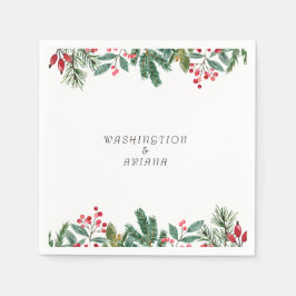 Winter Berries Gräs Cone Greenery Bröllop Pappersservett