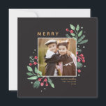 Winter Berries Greenery jul Photo | Kvadratisk<br><div class="desc">Festive och painterly helgdag card med vår exklusiv vattenfärg vinter botanicals och bär konstverk till ram och markera ditt foto.</div>