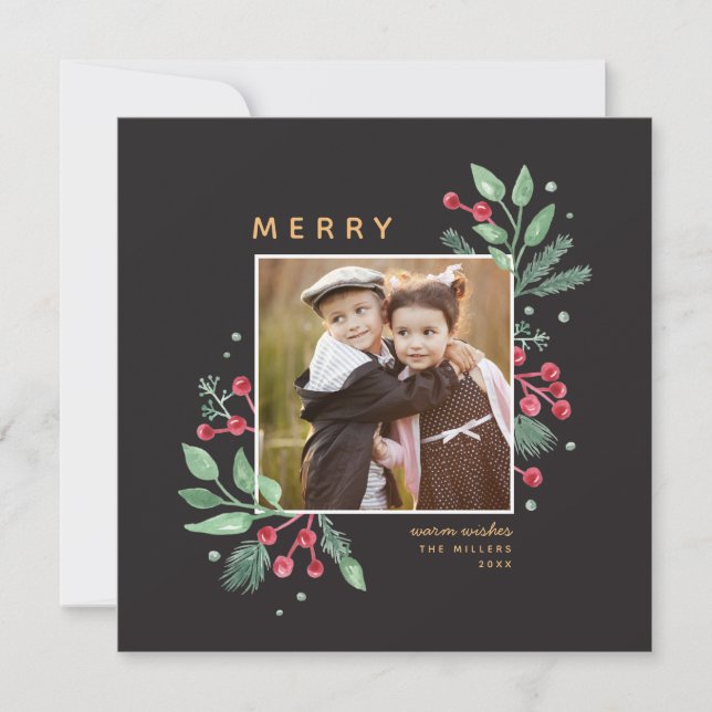 Winter Berries Greenery jul Photo | Kvadratisk (Framsida)