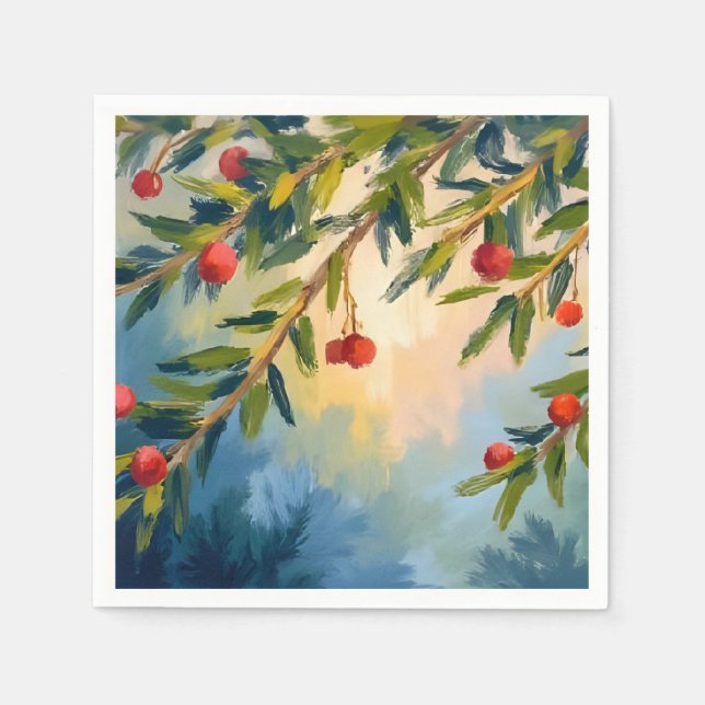 Winter Berries & Greenery | Julfest Pappersservett (Framsidan)